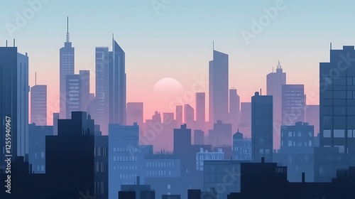 Wallpaper Mural City Skyline Sunrise Pastel Hues Modern Architecture Torontodigital.ca