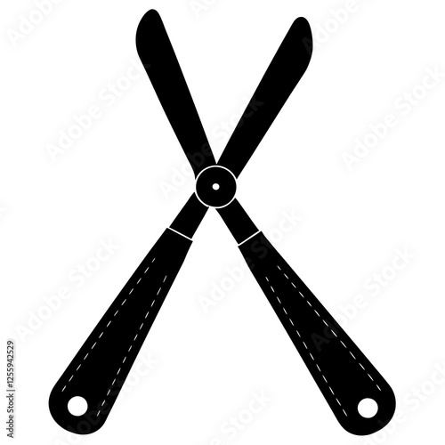 Black silhouette vector of various knives and sharp tools, scissors tool  vector illustration 