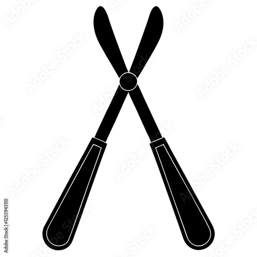 Black silhouette vector of various knives and sharp tools, scissors tool  vector illustration 