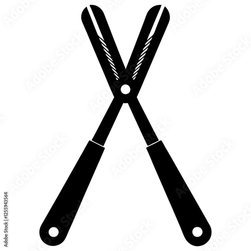 Black silhouette vector of various knives and sharp tools, scissors tool  vector illustration 