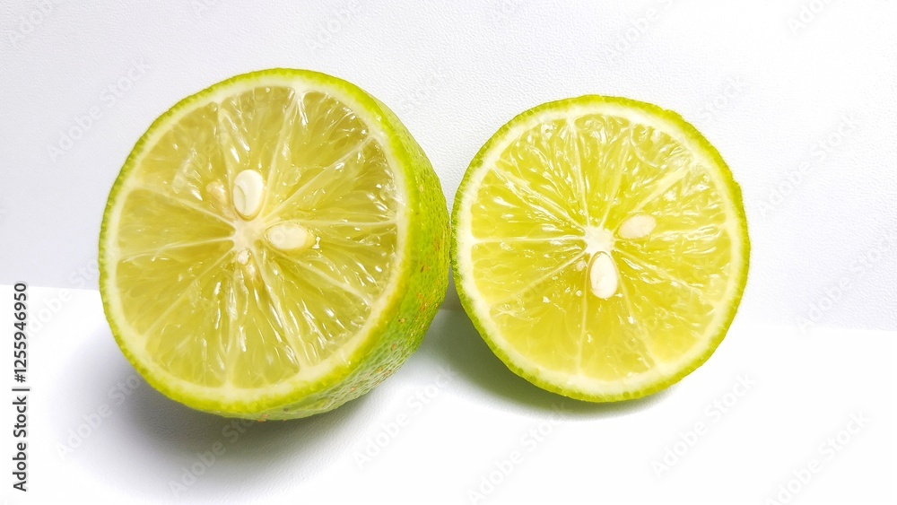 Close-up of lime slices on white background Close-up of lime slices on white background