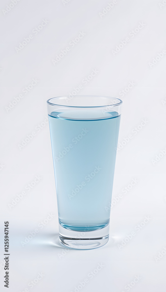 Glass of pure water on neutral background with copy space, close-up. with white shades Glass of pure water on neutral background with copy space, close-up. with white shades