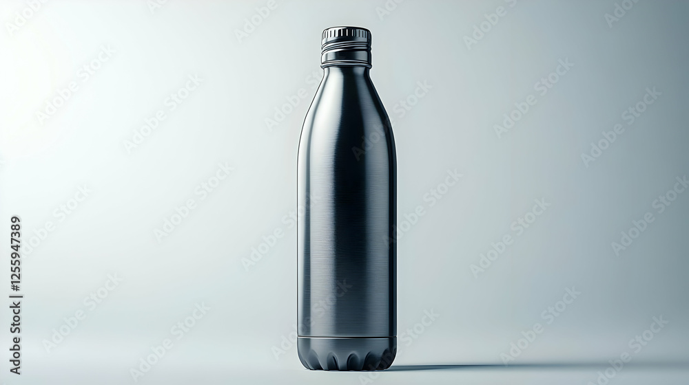 3D Realistic Image - Metallic Water Bottle on White Background 3D Realistic Image - Metallic Water Bottle on White Background