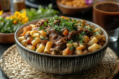 Hearty pasta dish with rich savory sauce and fresh parsley perfect for a comforting meal Enjoy the blend of flavors and textures!