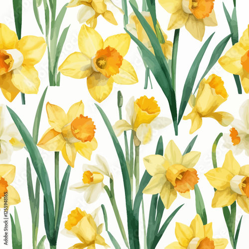 Watercolor narcissus flower set, white background, vector illustration. Perfect for wedding, cards, posters, flyers.	
