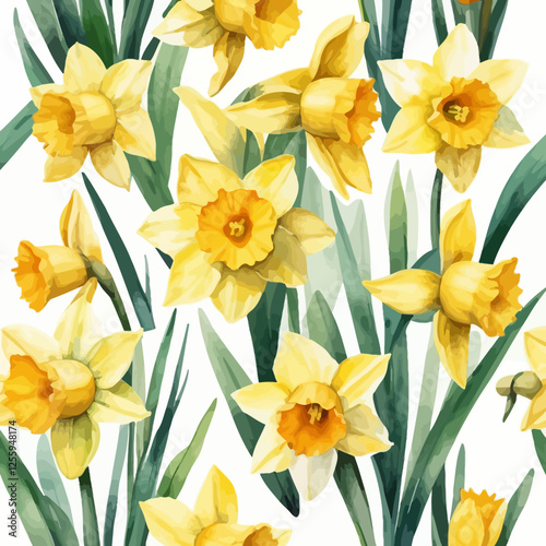 Watercolor narcissus flower set, white background, vector illustration. Perfect for wedding, cards, posters, flyers.	
