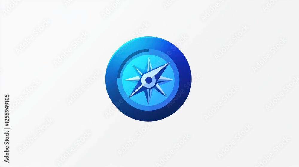 Blue compass icon, abstract graphic, navigation Blue compass icon, abstract graphic, navigation