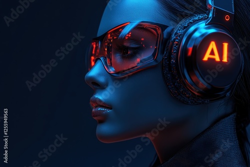 Wallpaper Mural Futuristic headphones showcase advanced AI technology with striking visuals in urban setting Torontodigital.ca
