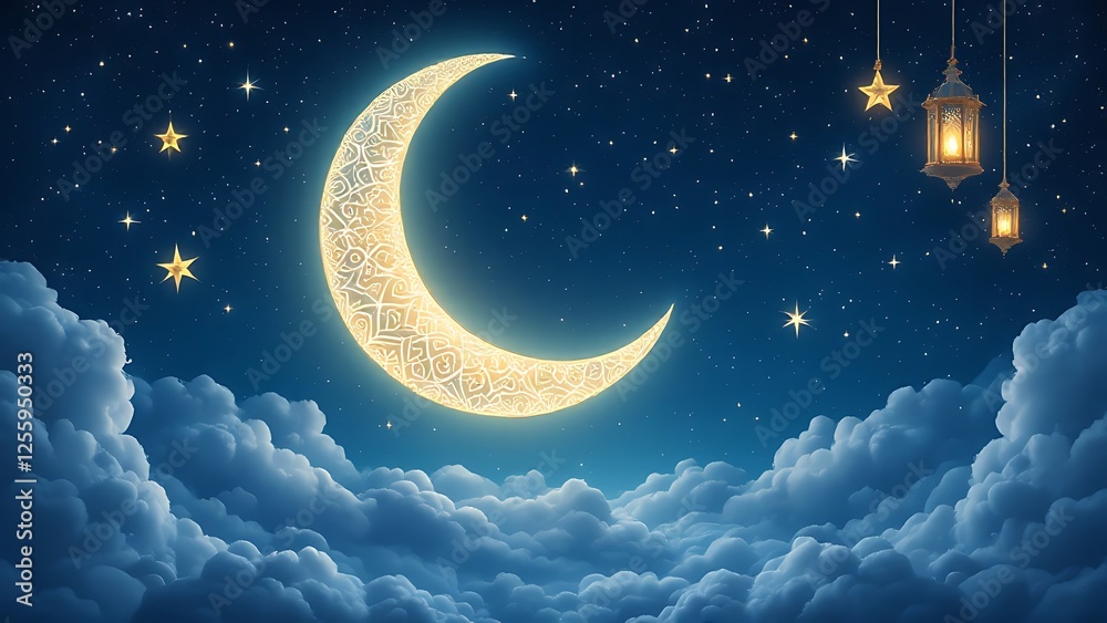 Naklejka premium Ramadan Lantern decoration background 3d rendering .