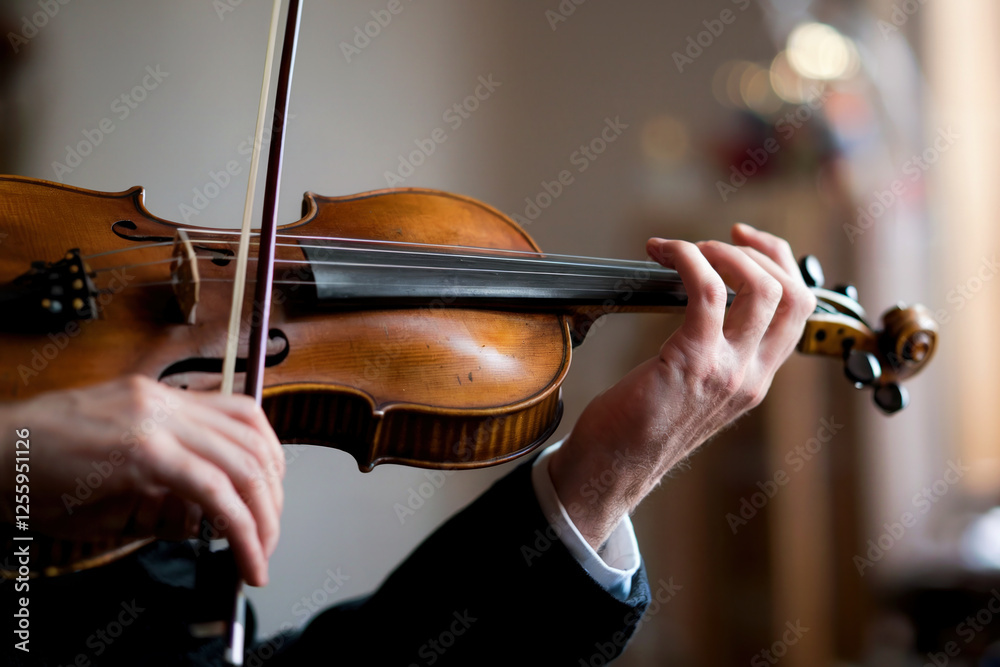 Hands of a person playing the violin. Hands of a person playing the violin.