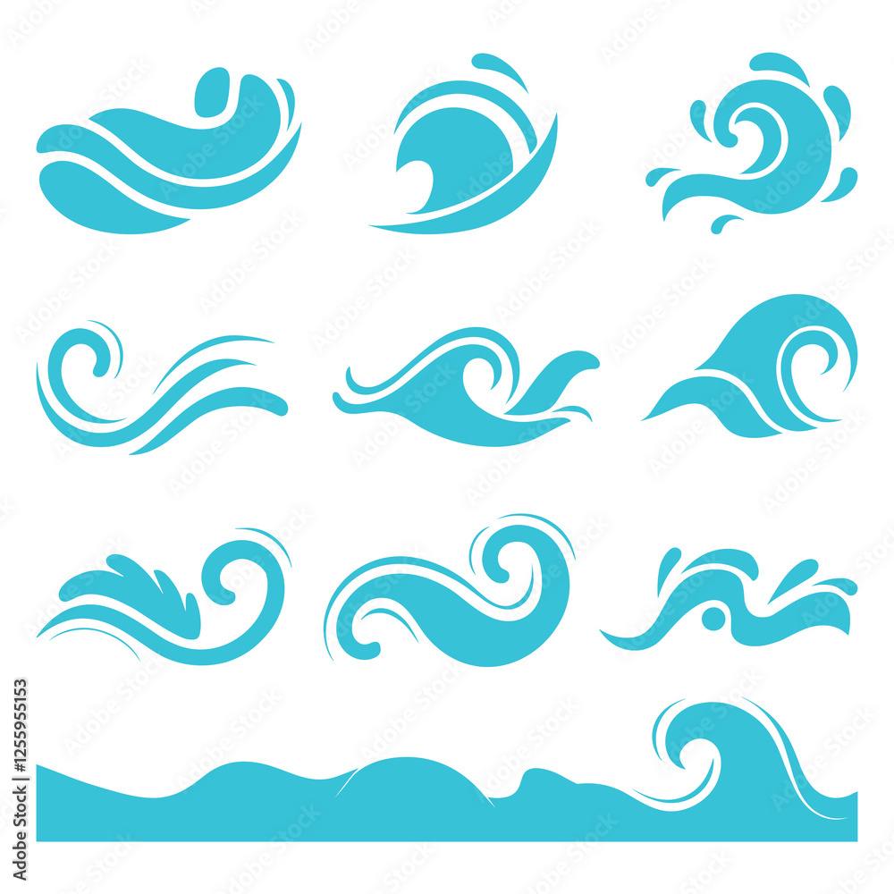 Abstract Ocean Wave Logo Set. sea wave vector Abstract Ocean Wave Logo Set. sea wave vector