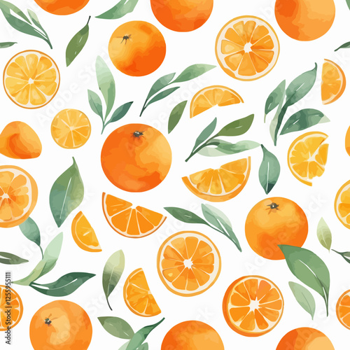 Orange,Hand drawn watercolor Orange set on white background. Fruit vector illustration. Pattern watercolor fruit.	
