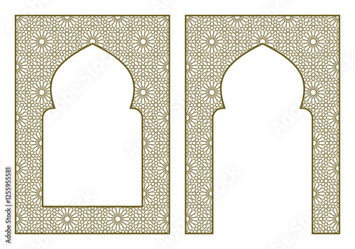 Rectangular arch and frame .Proportion A4 format .Arabic ornament for invitation card ,diploma, book cover,sertificat