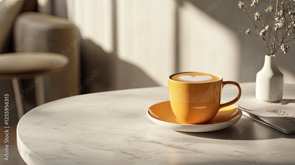 An Americano cup on a minimalistic table setting, providing room for logos or marketing messages An Americano cup on a minimalistic table setting, providing room for logos or marketing messages