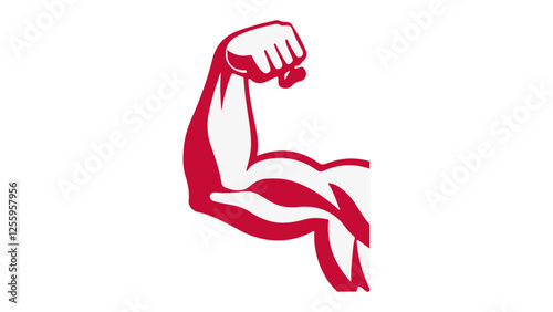 red hand shape illustration with muscles, triceps vector illustration shape silhouette, hand with big muscles vector illustration