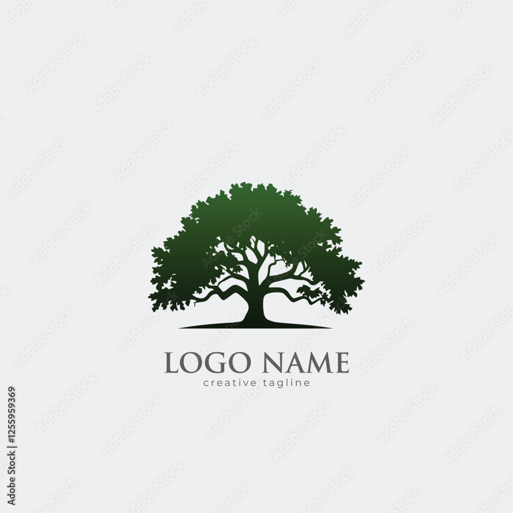 Obraz premium Green tree, oak tree, trees, eco, forest logo template