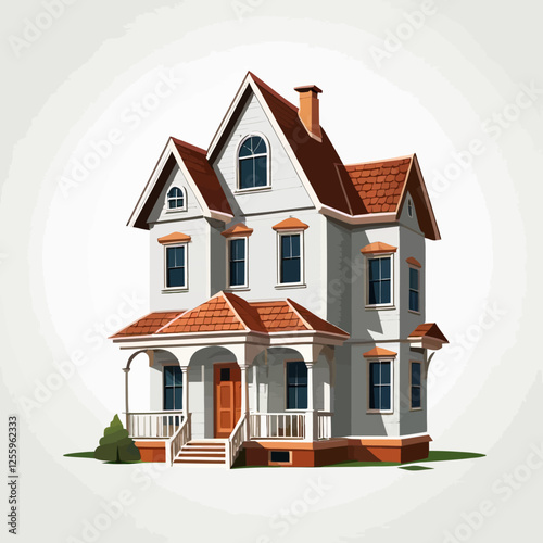 A modern detached house with a spacious yard, large windows, and a cozy atmosphere. Perfect for real estate, suburban living, and homeownership concepts.