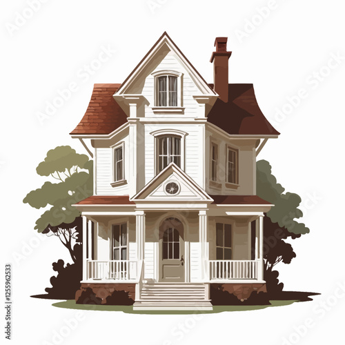 A modern detached house with a spacious yard, large windows, and a cozy atmosphere. Perfect for real estate, suburban living, and homeownership concepts.