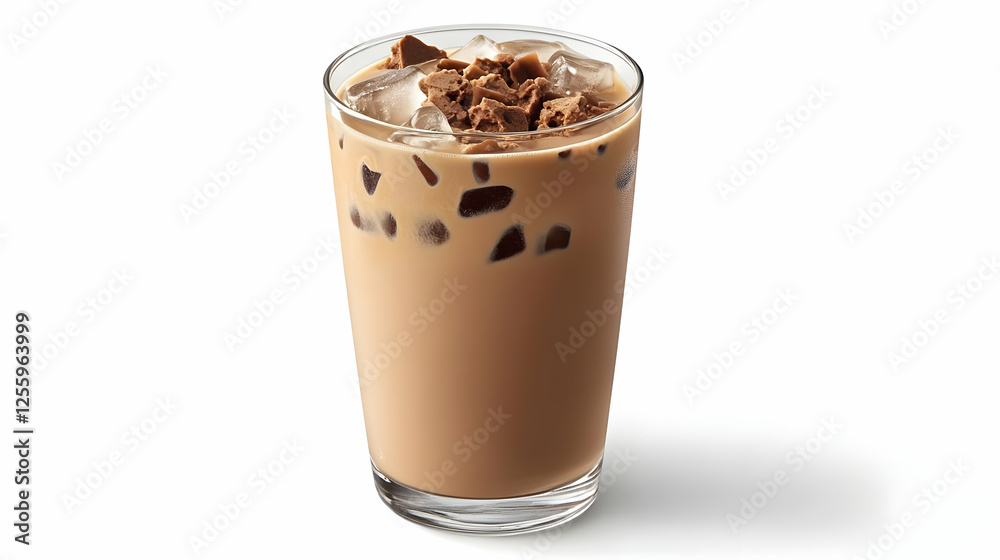 Photo, Iced Coffee with Chocolate and Ice Cubes Photo, Iced Coffee with Chocolate and Ice Cubes