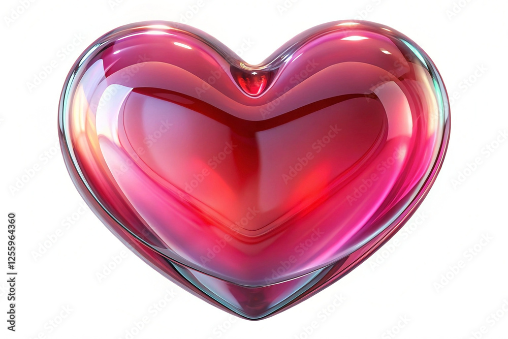 Glossy red heart, 3D render, isolated, white background, Valentine's Day design Glossy red heart, 3D render, isolated, white background, Valentine's Day design