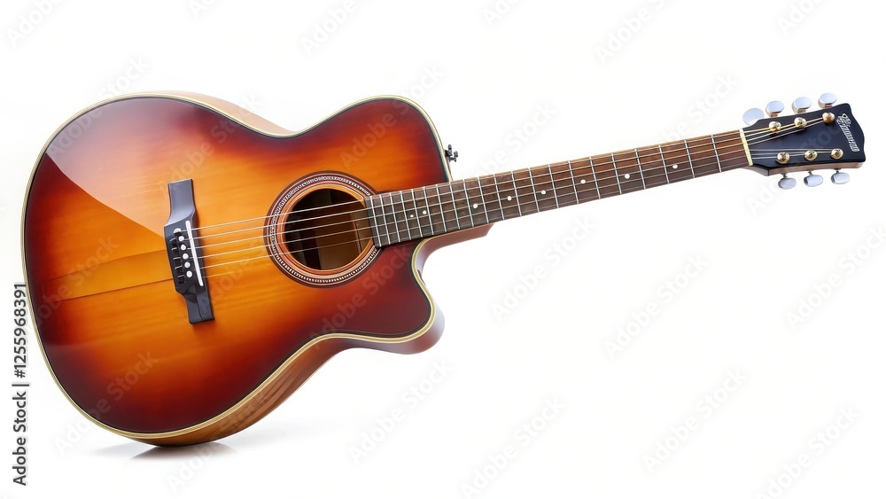 Fototapeta premium Acoustic Guitar on White Background