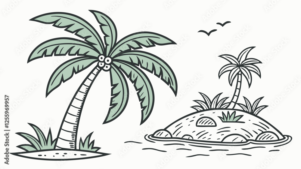 Fototapeta premium tropical island with palm trees