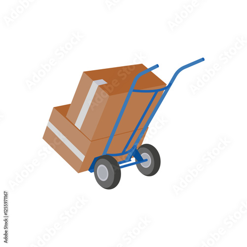 Loaded Hand Truck, Delivery Service illustration