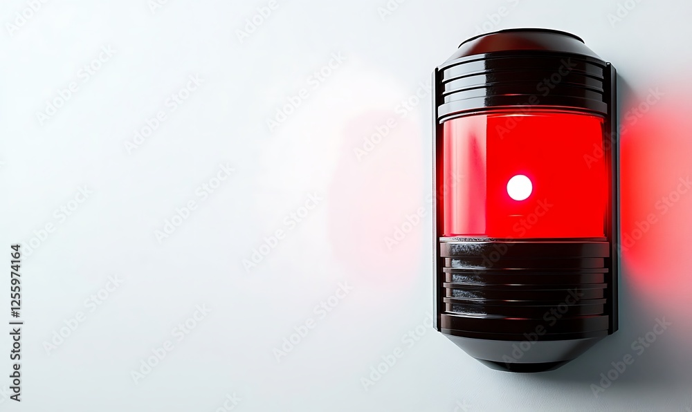 Red siren light on white background