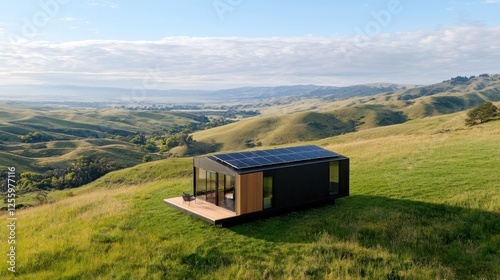 Modern Tiny House, Solar Panels, Hilltop View