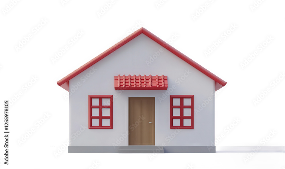 A small house with a red roof A small house with a red roof