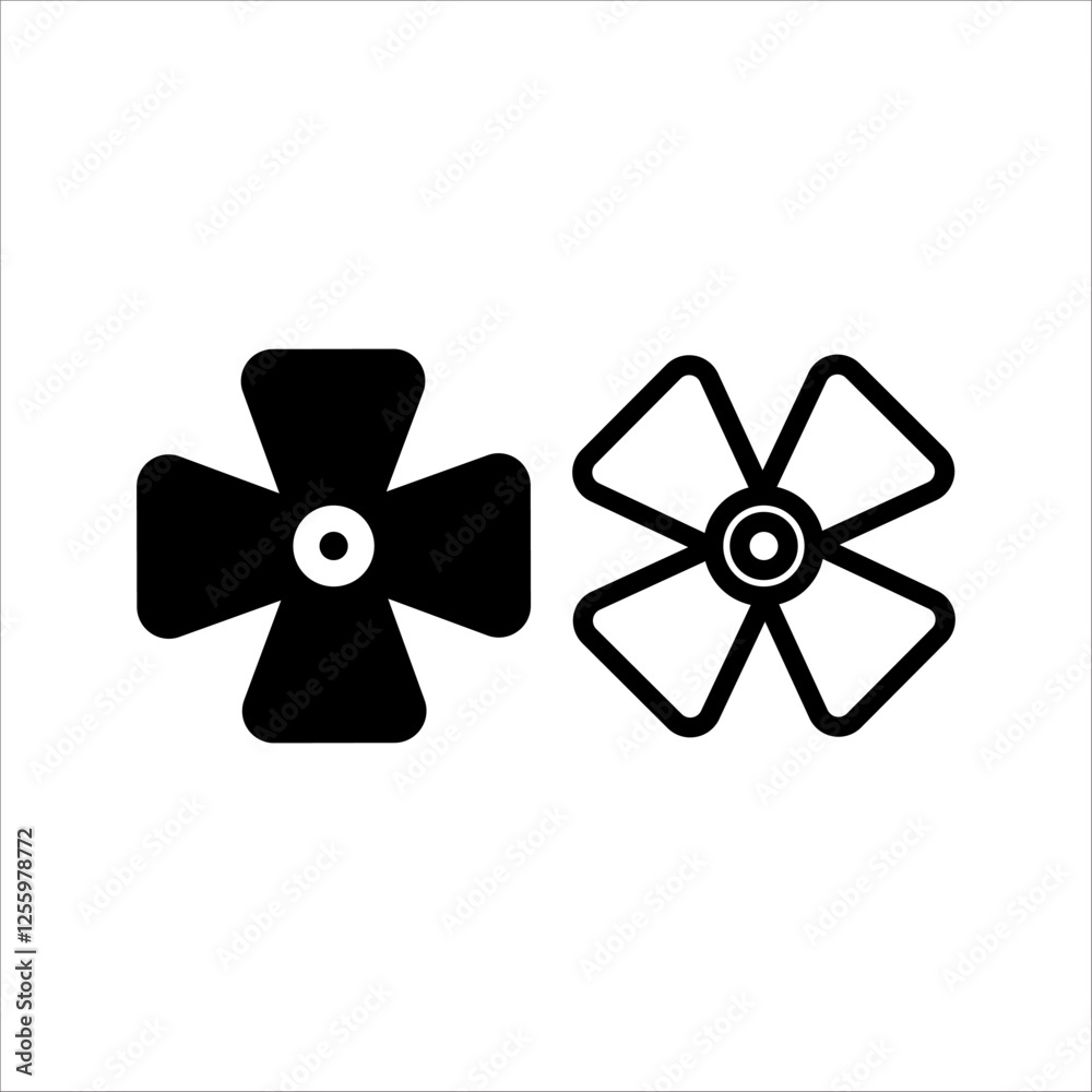 PrinFan icon. Ventilator. Turbine symbol. Propeller screw. Propeller icon. Screw. UI icon. Airflow icon. Airflow pictogram. Air conditioner. Pinwheel sign. Turbine PrinFan icon. Ventilator. Turbine symbol. Propeller screw. Propeller icon. Screw. UI icon. Airflow icon. Airflow pictogram. Air conditioner. Pinwheel sign. Turbine