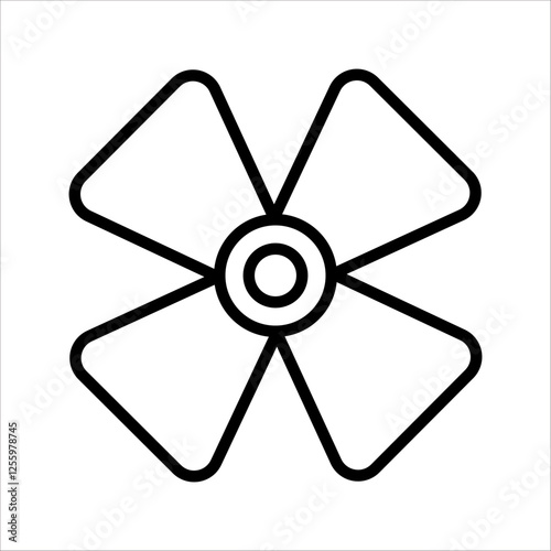 Fan icon. Ventilator. Turbine symbol. Propeller screw. Propeller icon. Screw. UI icon. Airflow icon. Airflow pictogram. Air conditioner. Pinwheel sign. Turbine
