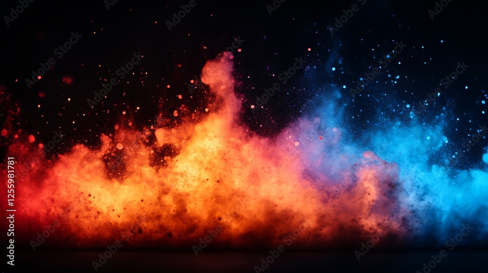 Abstract Red and Blue Powder Explosion Abstract Red and Blue Powder Explosion