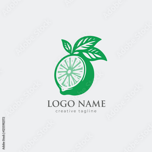 Green lemon logo, lime, green, organic, slice, lemon logo fully editable vector template