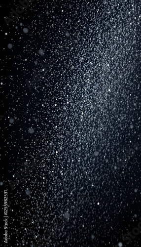 Million of Star Dust, Photo image of falling down shower rain snow, heavy snows storm flying. Freeze shot on black background isolated overlay. Spray water fog smoke as star particle on wind, pixel  photo