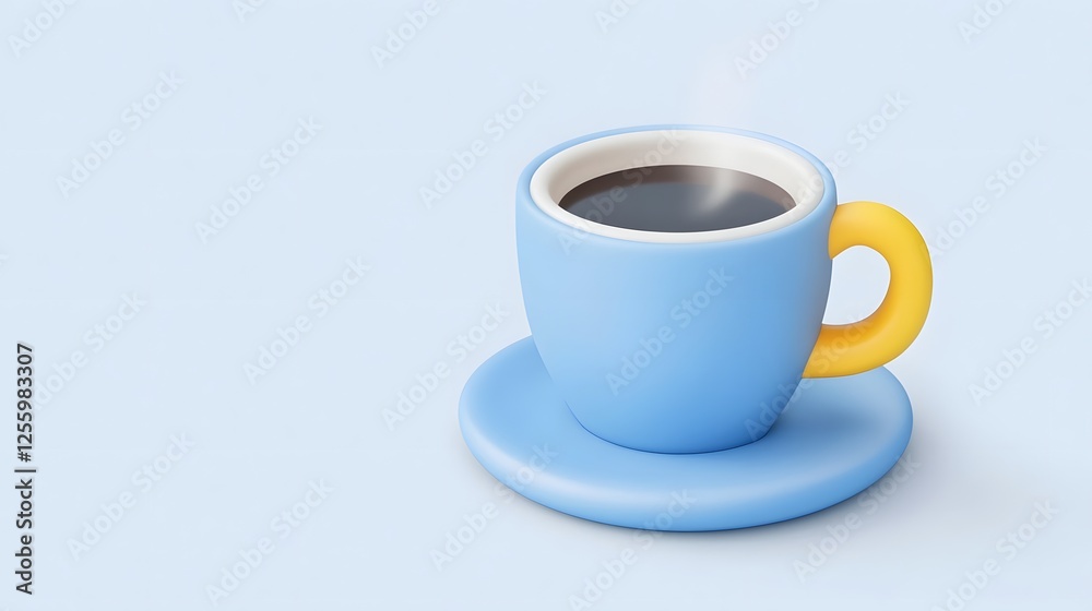 Minimalist 3D of a Blue Coffee Cup with Steam on a Neutral Background Minimalist 3D of a Blue Coffee Cup with Steam on a Neutral Background