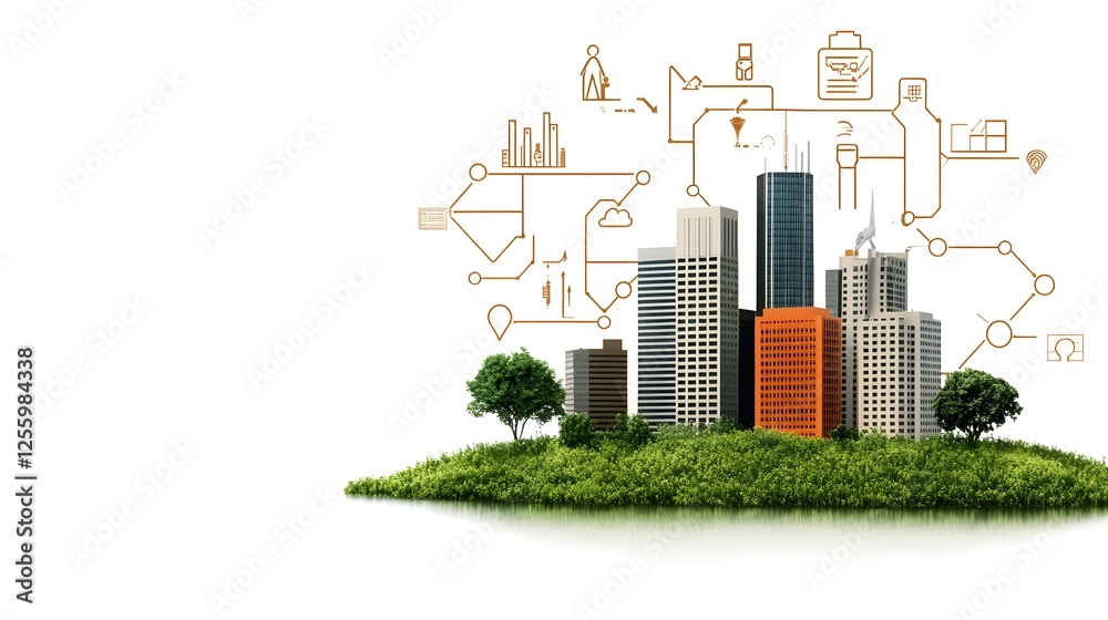 Obraz premium Interconnected Urban for a Greener Future