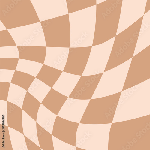 Psychedelic checkerboard pattern. Distorted graphic retro style. Vector illustration.