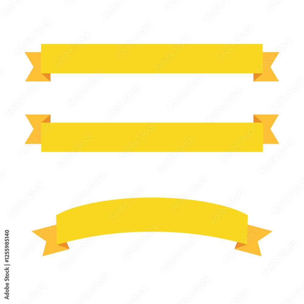 set of yellow ribbon banners collection isolated on white set of yellow ribbon banners collection isolated on white