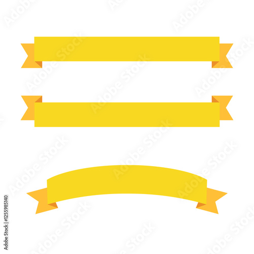 set of yellow ribbon banners collection isolated on white