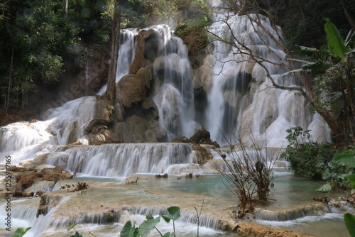 kouangsi waterfall in luang prabang laos photo