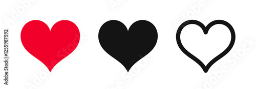 Hearts flat design icons. PNG illustration elements.