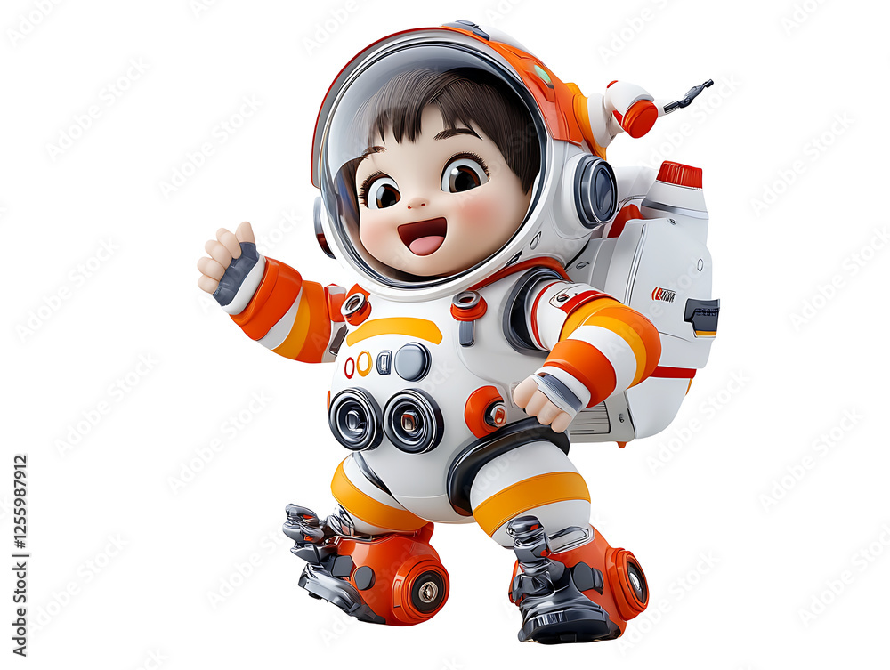 Child astronaut exploration outer space animated character fun environment joyful viewpoint Child astronaut exploration outer space animated character fun environment joyful viewpoint