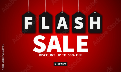 Flash sale banner template design for web or social media. vector illustration
