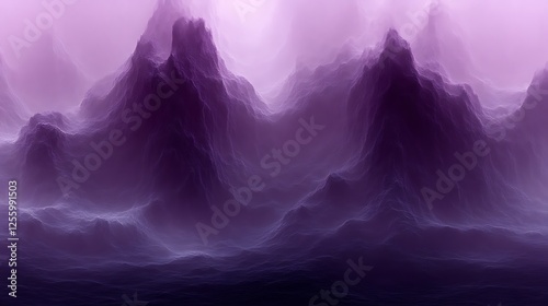 Purple Misty Mountains Digital Landscape Art
