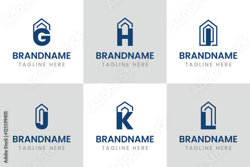 Letter G H I J K L Home Real Estate Logo, represent a house or property structure