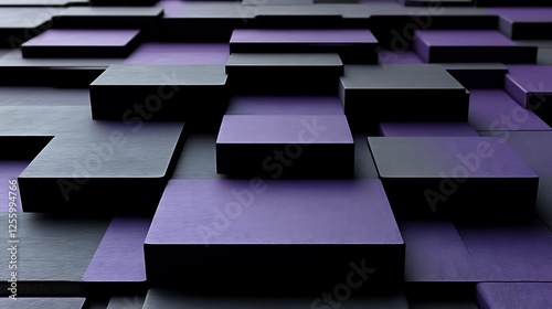 Abstract Purple and Black Geometric Cube Pattern