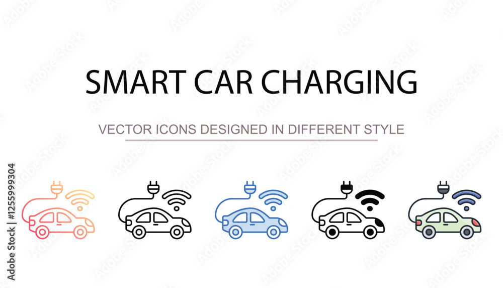 Smart Car Charging icon design with white background stock illustration