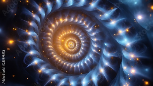 Glowing Spiral Galaxy Nebula Cosmic Energy Swirl
