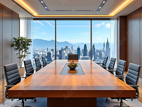 High standard meeting room with fine wood table, ergonomic chairs - 02 photo